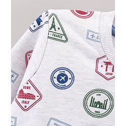 Babyhug Full Sleeves All Over Printed Sweatshirt - White Melange