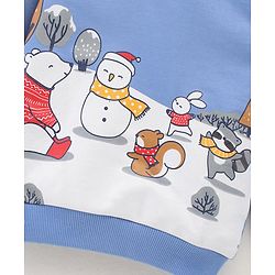 Babyhug Cotton Blend Full Sleeves Sweat Shirt Snowman Print - Blue