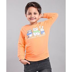 Babyhug Full Sleeves Sweatshirt Animal Print - Peach