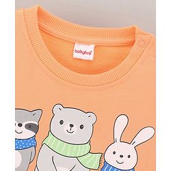 Babyhug Full Sleeves Sweatshirt Animal Print - Peach
