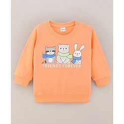 Babyhug Full Sleeves Sweatshirt Animal Print - Peach