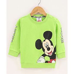 Babyhug Full Sleeves Sweatshirt Mickey Mouse Graphic & Print at Sleeves- Green
