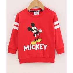 Babyhug Full Sleeves Sweatshirt Mickey Mouse Print - Red
