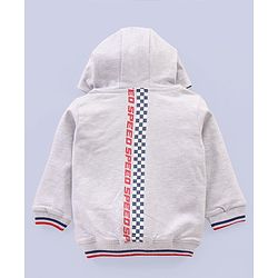 Babyhug Full Sleeves Hooded Sweatshirt Lightning McQueen Print - White Melange