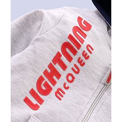 Babyhug Full Sleeves Hooded Sweatshirt Lightning McQueen Print - White Melange