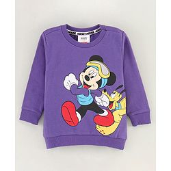 Babyhug Full Sleeves Sweatshirt Mickey Mouse Print - Purple