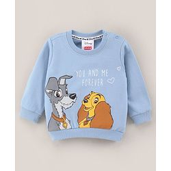 Babyhug Full Sleeves Cotton Knit Sweatshirt Lady & The Tramp Print - Blue