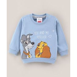 Babyhug Full Sleeves Cotton Knit Sweatshirt Lady & The Tramp Print - Blue