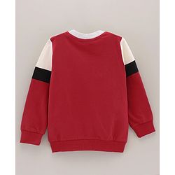 Babyhug Cotton Knit Full Sleeves Sweatshirts With Mickey Mouse Print - Red