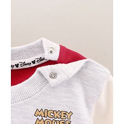Babyhug Cotton Knit Full Sleeves Sweatshirts With Mickey Mouse Print - Red
