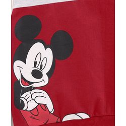 Babyhug Cotton Knit Full Sleeves Sweatshirts With Mickey Mouse Print - Red