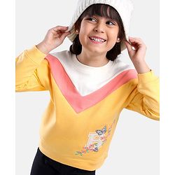 Babyhug Full Sleeves Cotton Knit Cut & Sew Sweatshirt Floral & Butterfly Embroidery - Multicolor"