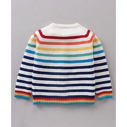 Babyhug 100% Organic Cotton Full Sleeves  Sweater Striped - Multicolour