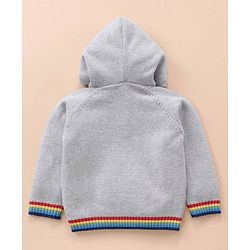 Babyhug 100% Organic Cotton Full Sleeves Hooded Sweater - Grey
