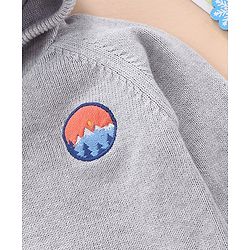 Babyhug 100% Organic Cotton Full Sleeves Hooded Sweater - Grey