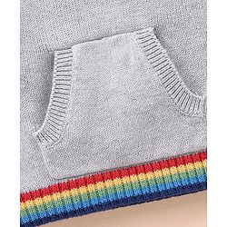 Babyhug 100% Organic Cotton Full Sleeves Hooded Sweater - Grey