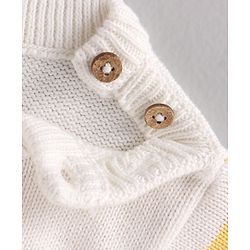 Babyhug 100% Organic Cotton Full Sleeves Stripe Sweater Car Embroidery - Off White Yellow