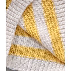 Babyhug 100% Organic Cotton Full Sleeves Stripe Sweater Car Embroidery - Off White Yellow