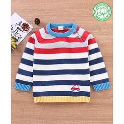 Babyhug 100% Organic Cotton Full Sleeves Striped Pullover - Multicolor