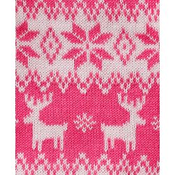 Babyhug 100% Organic Cotton Knit Full Sleeves Sweater Intarsia Design- Pink White