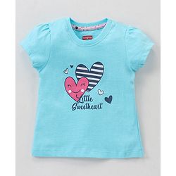 Babyhug 100% Cotton Half Sleeves Night Suit Heart Print - Blue