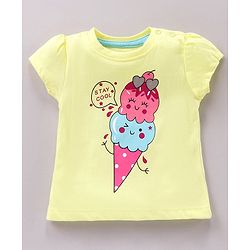 Babyhug Short Sleeves Nightwear Pajama Set Ice-Cream Print - Yellow Pink