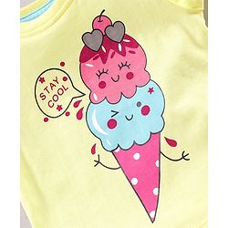 Babyhug Short Sleeves Nightwear Pajama Set Ice-Cream Print - Yellow Pink