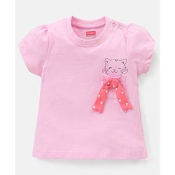 Babyhug 100% Cotton Half Sleeves Night Suit Kitty Print - Pink