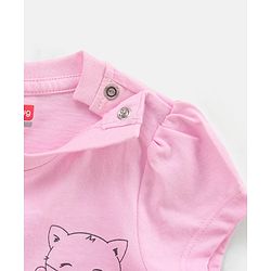 Babyhug 100% Cotton Half Sleeves Night Suit Kitty Print - Pink