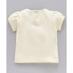 Babyhug 100% Cotton Single Jersey Puffed Sleeves Night Suit Cloud Badge - Yellow