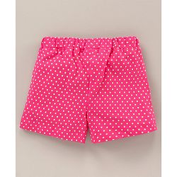 Babyhug Cotton Half Sleeves Tee & Shorts Set Dot Print & Kitty Embroidery- Pink