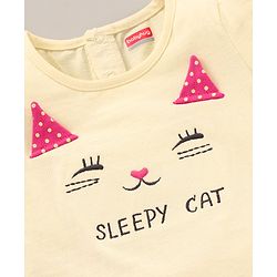 Babyhug Cotton Half Sleeves Tee & Shorts Set Dot Print & Kitty Embroidery- Pink
