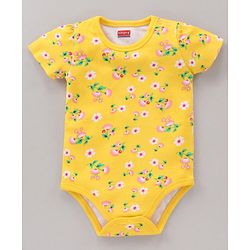 Babyhug 100% Cotton Onesie Printed Pack of 3 - Pink Yellow