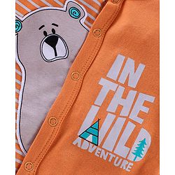 Babyhug Full Sleeves Footed Sleep Suit Bear Print - Yellow