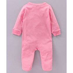 Babyhug Full Sleeves Sleep Suit Bunny Patch - Pink