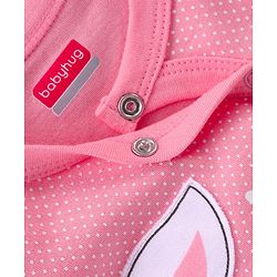Babyhug Full Sleeves Sleep Suit Bunny Patch - Pink