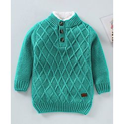 Babyhug Full Sleeves Cable Knit Pullover - Green