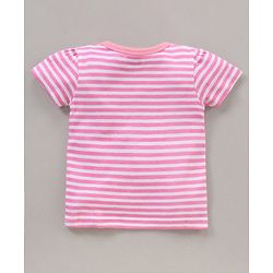 Babyhug 100% Cotton Half Sleeves Floral Print & Striped Vest Pack Of 3 - Yellow & Pink