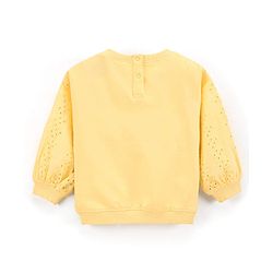 Babyhug Full Sleeves Knit Sweatshirt With Graphics & Schiffli Detailing- Yellow