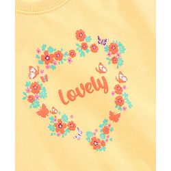 Babyhug Full Sleeves Knit Sweatshirt With Graphics & Schiffli Detailing- Yellow