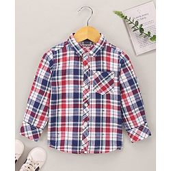 Babyhug Full Sleeves Cotton Checked Shirt - Red