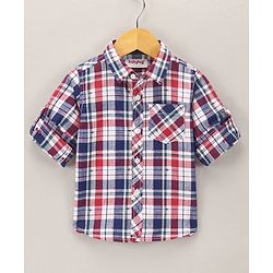 Babyhug Full Sleeves Cotton Checked Shirt - Red