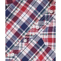 Babyhug Full Sleeves Cotton Checked Shirt - Red