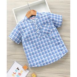 Babyhug Half Sleeves Shirt Checks Pattern - Blue