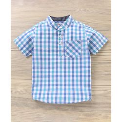 Babyhug Half Sleeves Shirt Checks Print- Blue