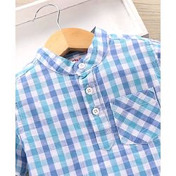 Babyhug Half Sleeves Shirt Checks Print- Blue