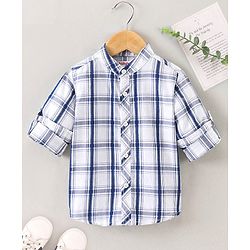 Babyhug Cotton Woven Full Sleeves Checks Shirt - White