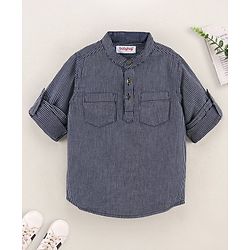 Babyhug Cotton Woven Full Sleeves Denim Shirt Striped - Blue