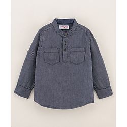 Babyhug Cotton Woven Full Sleeves Denim Shirt Striped - Blue