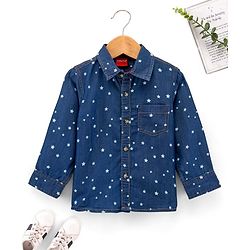 Babyhug Full Sleeves Denim Shirt Star Print - Blue